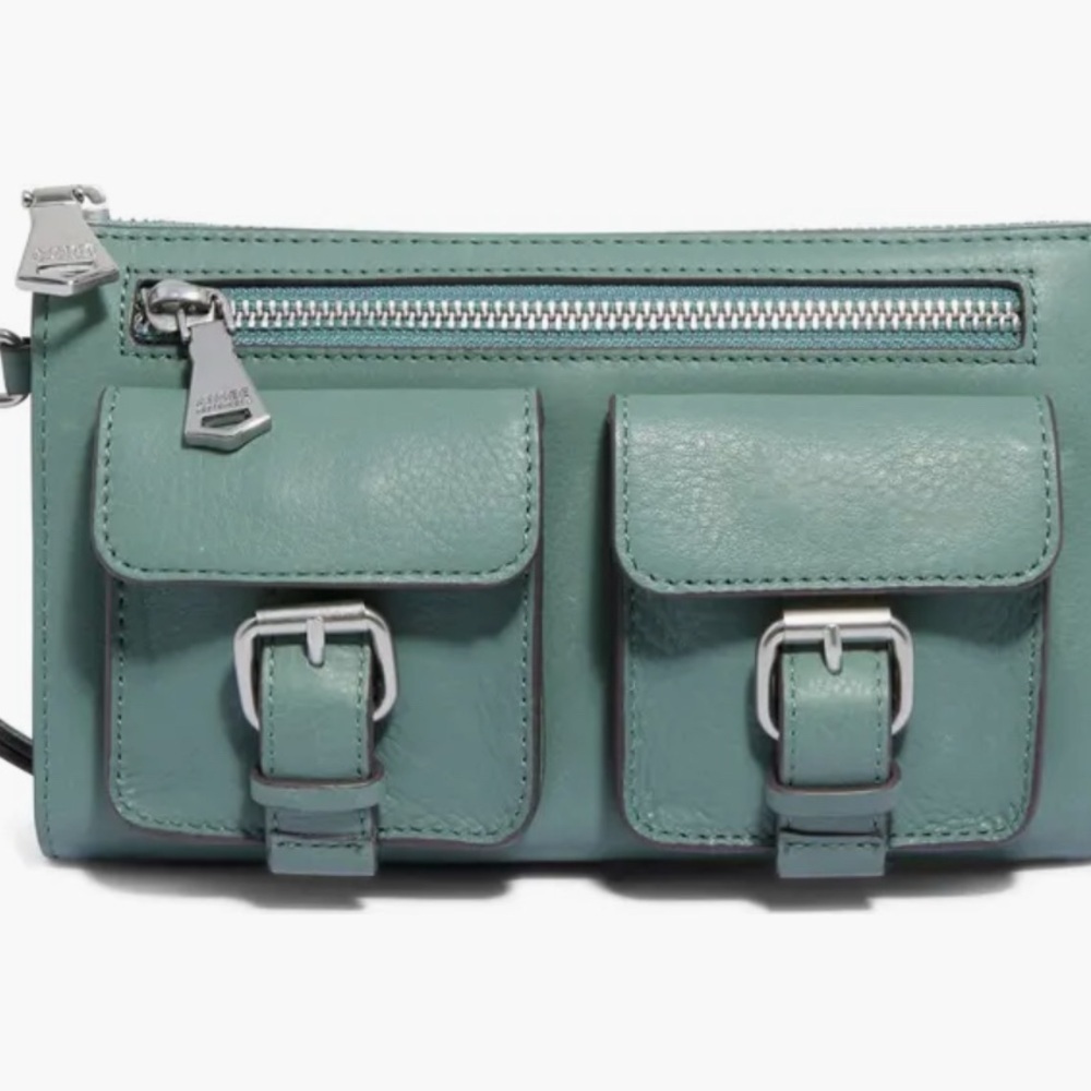 Aimee Kestenberg Saddle Up Leather Wristlet Moss Green